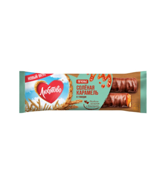 LYUBYATOVO Salted Caramel Biscuit Bar in Chocolate Glaze - 50g (best before 04.112.26)