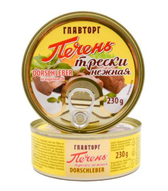 GLAVTORG Delicate Cod Liver - 230g (best before 10.04.29)