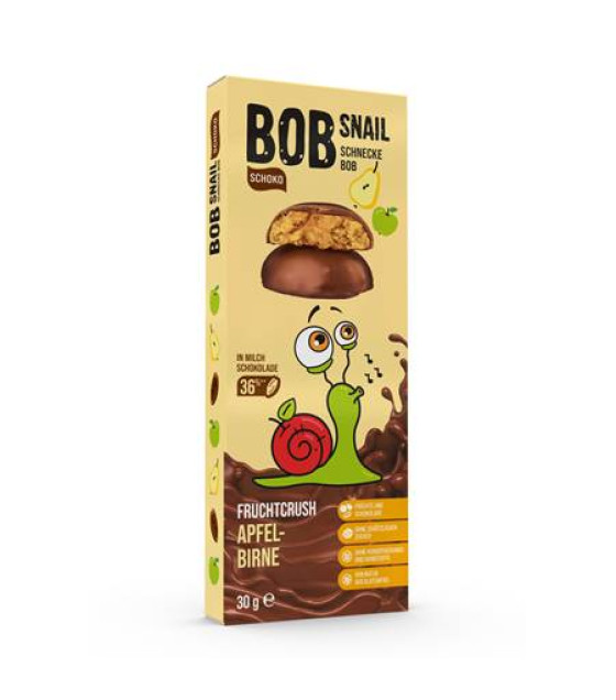 BOB SNAIL Apple-pear Fruit Sweet in Belgian milk chocolate - 30g (best before 28.11.25)