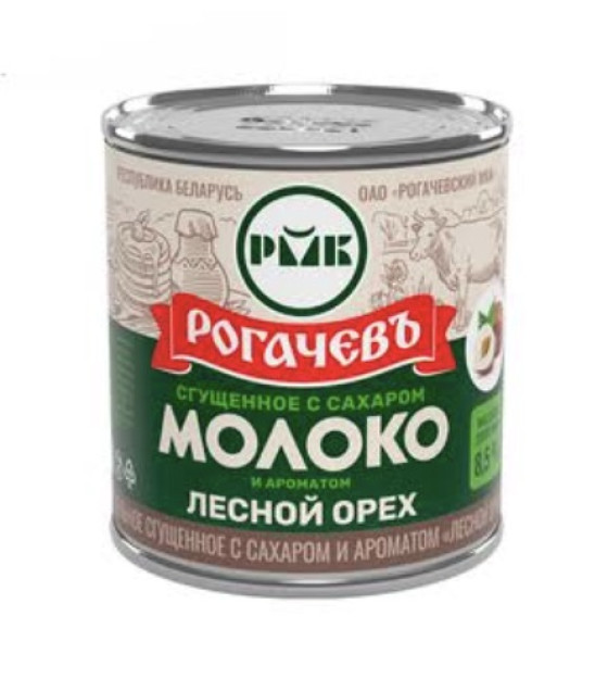 ROGACHEV Sweetened Condensed Milk with Hazelnut Flavor 8.5% - 380g (best before 14.06.28)