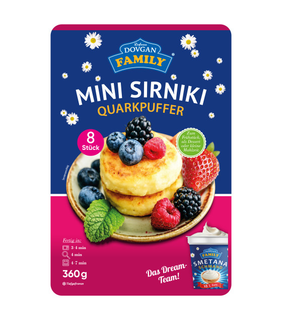 DOVGAN Sirniki "Family Mini" with Cottage Cheese (8 pcs) - 360g (best before 25.05.26)
