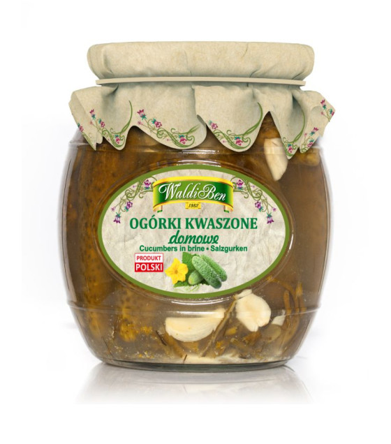 WALDIBEN Pickled Salted Cucumbers from the Barrel "Ogorki kwaszone domowe"  - 770g (best before 03.09.28)