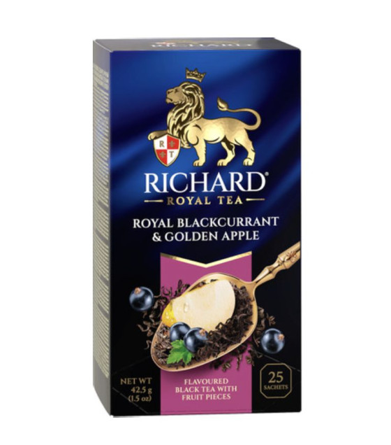 RICHARD Royal Blackcurrant & Golden Apple Flavored Black Tea Bags (1.7g x 25) - 42,5g (best before 06.03.28)
