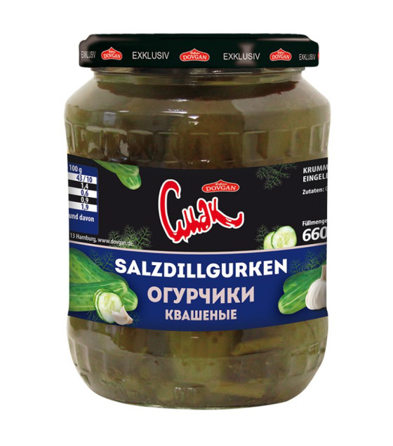DOVGAN SMAK Salted Pickles wit Dill "Kwashenye" (No Vinegar) - 660g (best before 20.07.27)