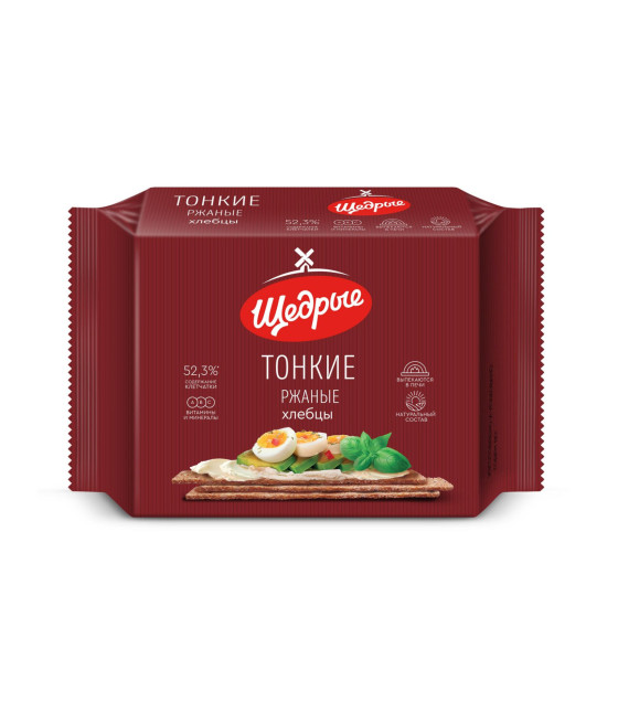 SHEDRY Dark Rye Thin Crispy Breads "Rzhanye" - 170g (best before 07.10.26)