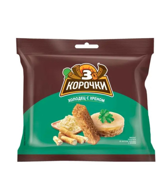 3 CRUSTS Bread Chips with Holodets and Horseradish Flavour - 100g (best before 15.12.26)