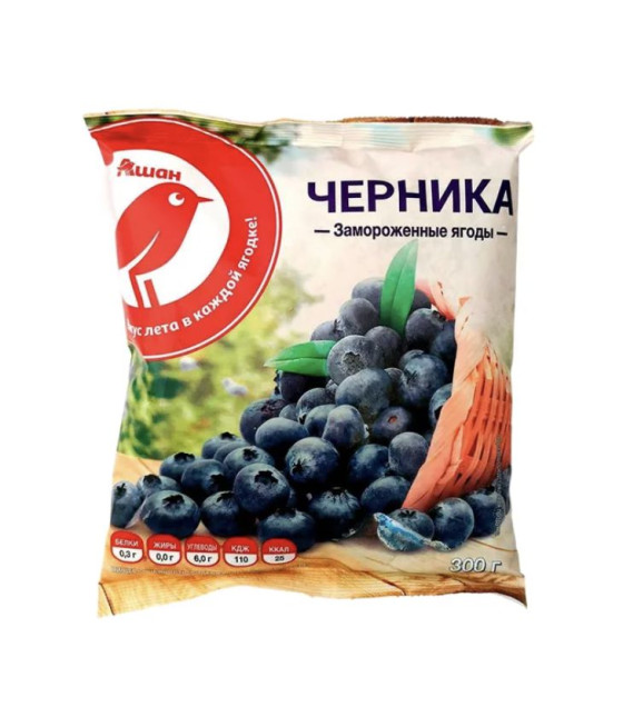 AUCHAN Red Bird Frozen Garden Blueberries (Chernika) - 300g (best before 16.08.28)
