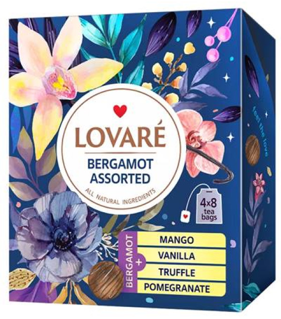 LOVARE Assorted Bergamot Black Tea (4x8 bags, 32 pcs*2g) - 64g (best before 30.08.25)