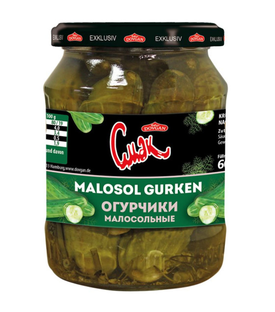 DOVGAN SMAK Malosol Cucumbers - 660g (best before 20.07.27)
