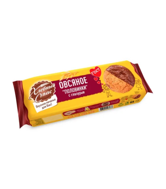 KHLEBNY SPAS Half-Glazed Oatmeal Cookies - 180g (best before 28.02.27)