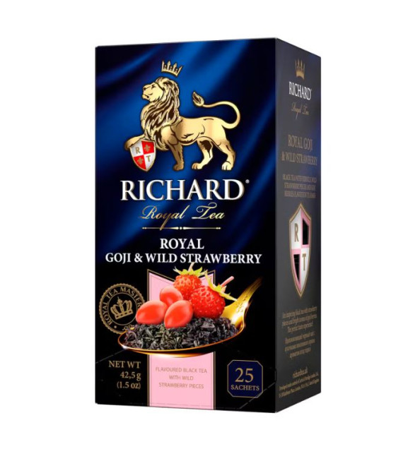 RICHARD Black Tea Royal Goji & Wild Strawberry in bags (1.7g x 25 pcs) - 42,5g (best before 02.08.26)