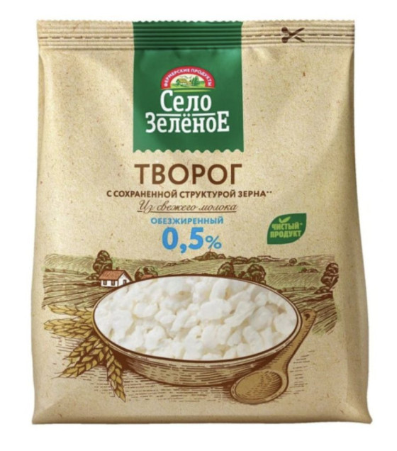 SELO ZELENOE Low-Fat Cottage Cheese 0.5% - 500g (best before 25.07.26)