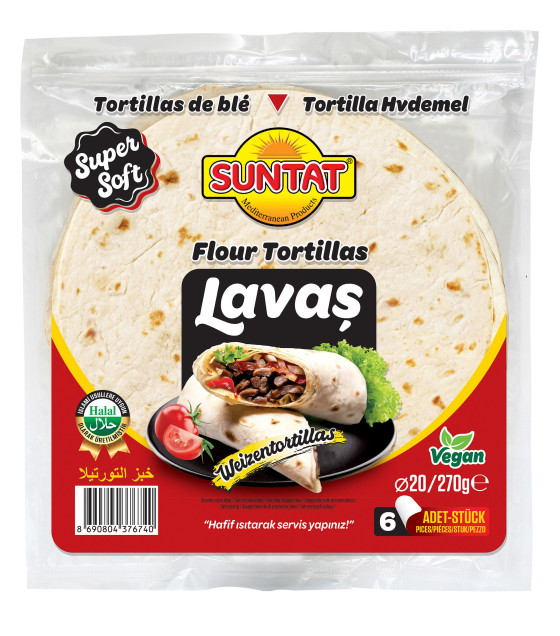 SUNTAT Lavas Wheat Tortilla (Ø 20 cm) (6 pcs) - 270g (best before 20.12.25)
