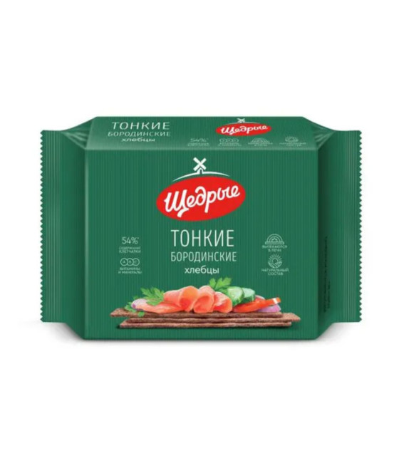 SHEDRY Dark Rye Thin Crispy Breads "Borodinskiye" - 170g (best before 14.05.26)