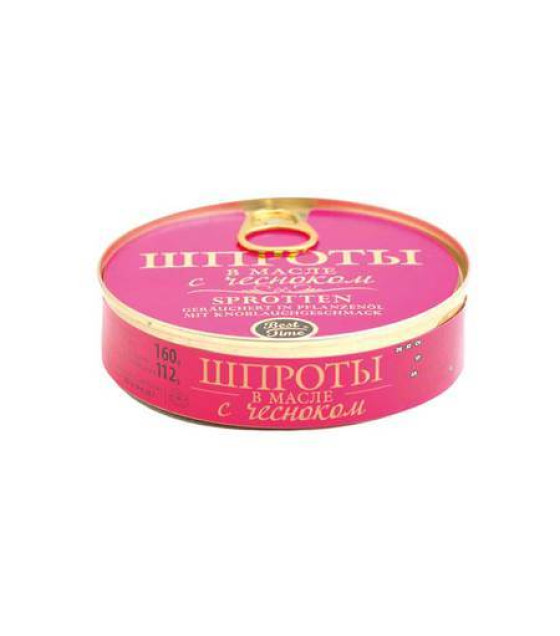 BEST TIME Smoked Sprats in oil with Garlic (Kosher) - 160g (best before 23.02.28)