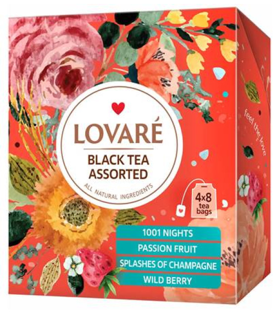 LOVARE Assorted Black Tea (4x8 bags, 32 pcs*1.5g) - 48g (best before 30.08.25)