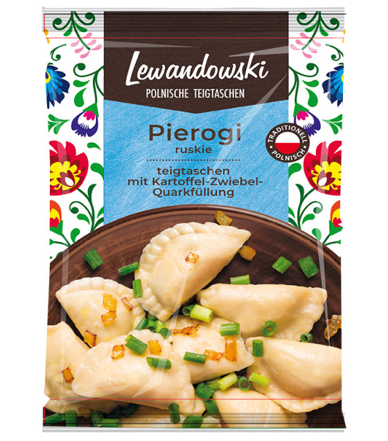 LEWANDOWSKI Pierogi Ruskie Dumplings with Potato-Onion-Curd Filling - 500g (best before 16.04.26)