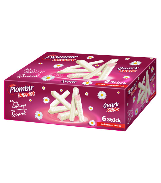 DOVGAN Plombir Quark Dessert STICKS Raspberry in White Glaze (6 pcs) - 210g (best before 27.11.25)