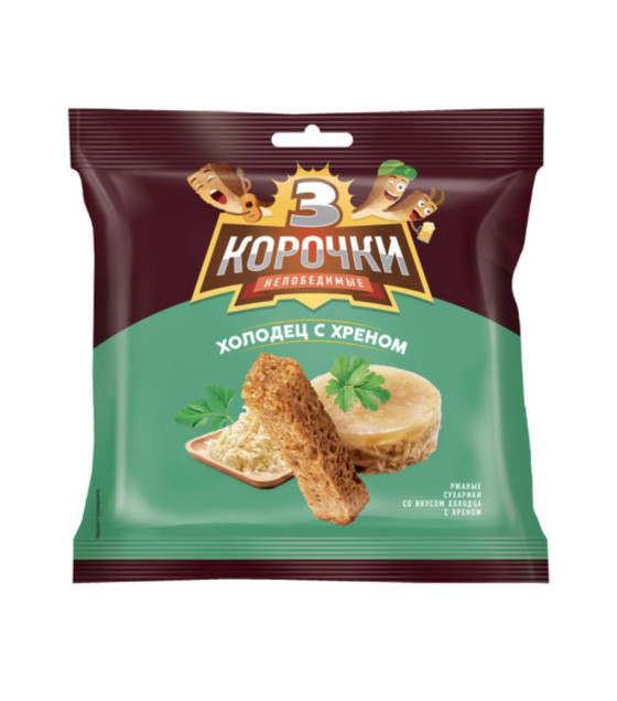 3 KOROCHKI Holodets & Horseradish Rye Croutons - 100g (best before 05.02.27)