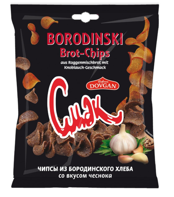 DOVGAN SMAK Borodino Bread Chips with Garlic Flavor - 60g (best before 10.04.26)