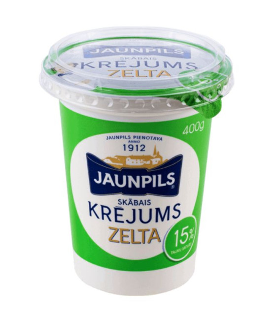 JAUNPILS Sour Cream ZELTA 15% - 400g (best before 23.07.25)