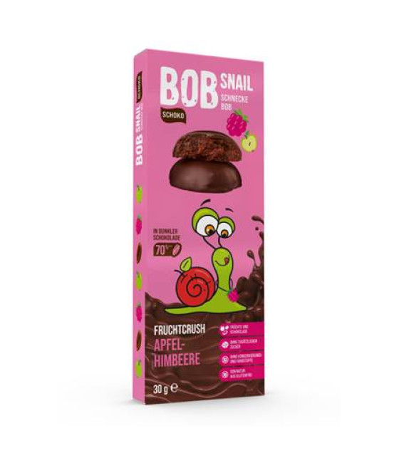 BOB SNAIL Apple-raspberry fruit sweet in Belgian dark chocolate - 30g (best before 28.11.25)