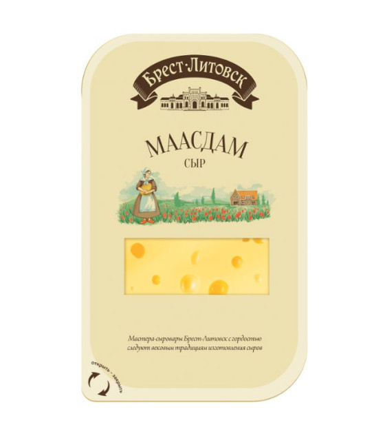 BREST LITOVSK Cheese "Maasdam" 45% slices - 130g (best before 21.03.25) 