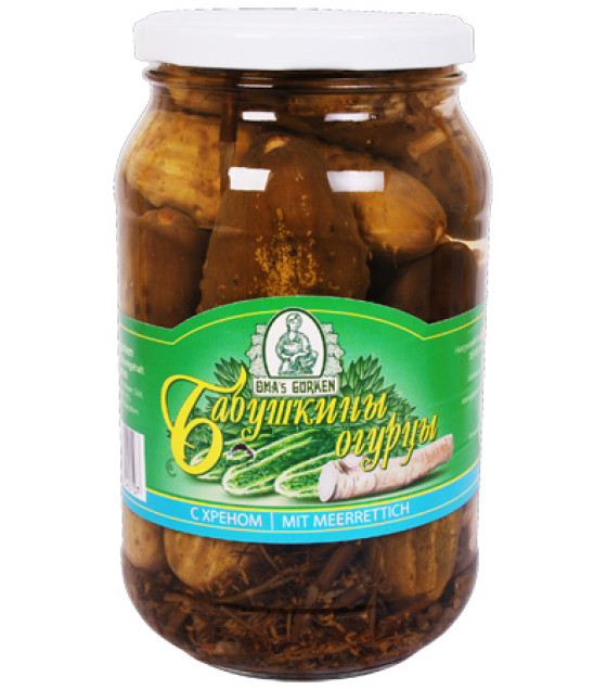 BABUSHKINY Pickled Cucumbers with Horseradish - 900g (best before 10.12.25)