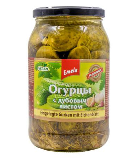 EMELA Pickled Cucumbers with oak leaves - 900g (best before 10.08.26)