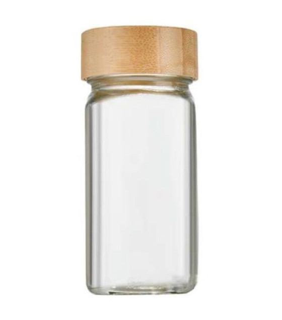 BF Glass Jar with wooden airtight lid for condiments 120 ml