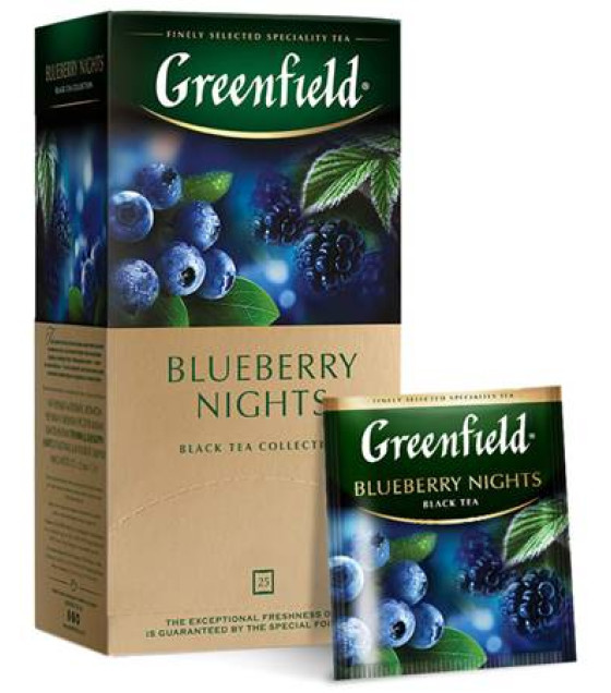 GREENFIELD Blueberry Black Night Black Tea (25x1,5g bags) - 37,5g (best before 30.03.25)