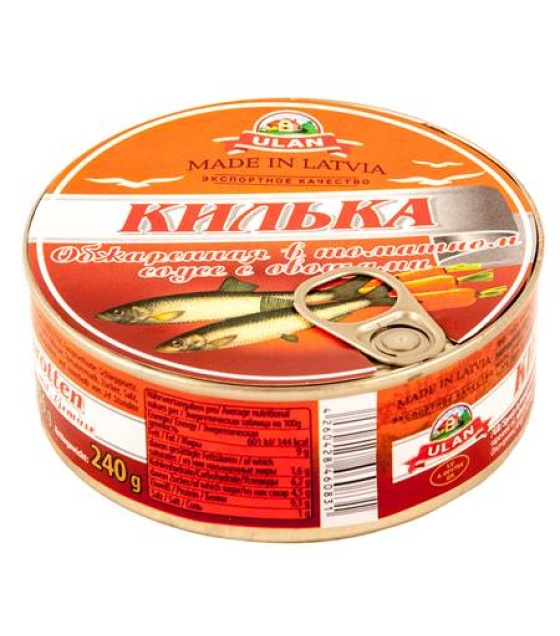 ULAN Baltic Sprats Kilka Fried in Tomato Sauce with Vegetables - 240g (best before 10.05.27)