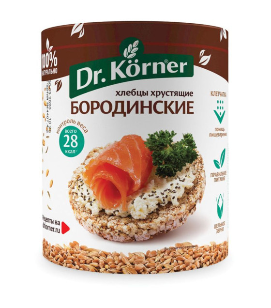 DR. KORNER "Borodinskiye" Dark Rye Crispybreads - 100g (best before 24.07.26)