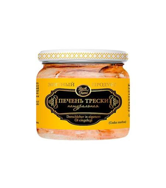 BEST TIME Cod Liver in own oil (glass jar) - 250g (best before 01.12.26)